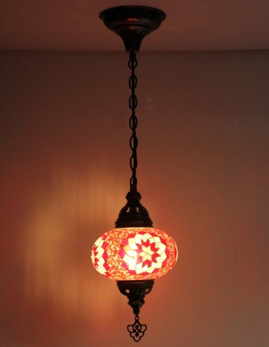 Suspension turque en mosaïque rouge à étoile...