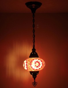 Suspension turque en mosaïque rouge à étoile blanche, Ø... 2