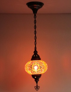 Turkish Mosaic Pendant Lamp in amber, 6.5 in