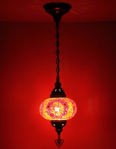 Turkish Red Mosaic Pendant Lamp with pink...