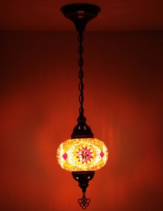 Suspension turque en mosaïque rouge à étoile rose sur... 2