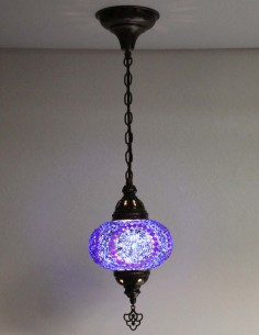 Turkish Mosaic Pendant Lamp in purple, 6.5 in