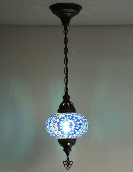 Suspension turque en mosaïque bleu ciel, Ø 6,5 po