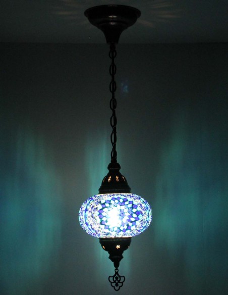 Suspension turque en mosaïque bleu ciel, Ø 6,5 po