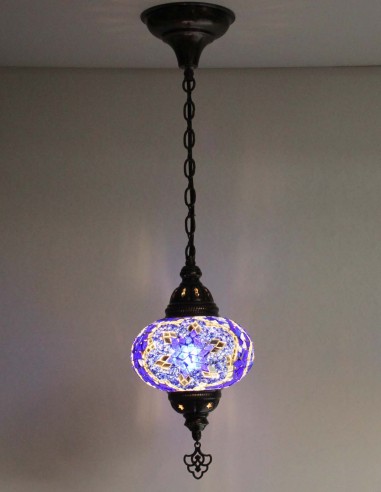 Suspension turque en mosaïque violette à bande...