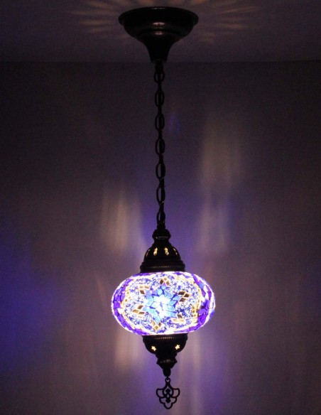 Suspension turque en mosaïque violette à bande blanche, Ø 6,5 po