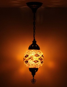 Turkish Mosaic Pendant Lamp with brown diamonds, 6.5 in 2