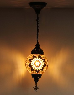 Suspension turque en mosaïque brune à étoile blanche, Ø...