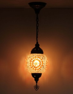 Suspension turque en mosaïque crème mouchetée, Ø 6,5 po