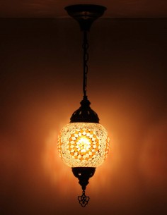 Turkish Mosaic Pendant Lamp in speckled cream, 6.5 in 2