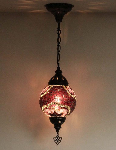 Turkish Pendant Lamp, Purple Mosaic, 6.5 in