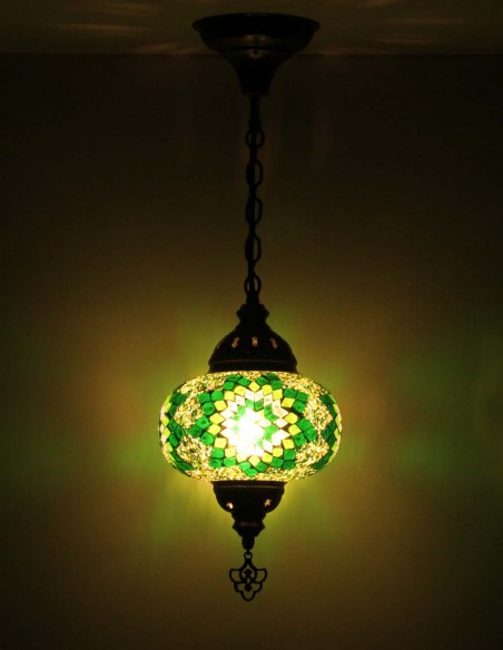 Suspension turque en mosaïque verte, Ø 7,5 po