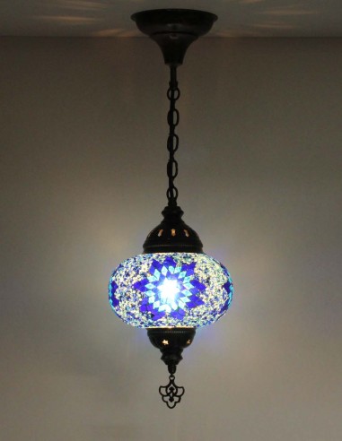 Suspension turque en mosaïque bleue à étoile...