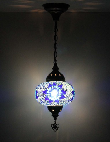 Suspension turque en mosaïque bleue à étoile...