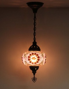 Turkish Pendant Lamp, Purple Mosaic, 7.5 in