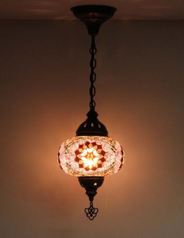 Turkish Pendant Lamp, Purple Mosaic, 7.5 in