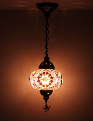 Turkish Pendant Lamp, Purple Mosaic, 7.5 in