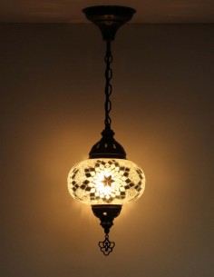 Suspension turque en mosaïque blanche à étoile noire, Ø...