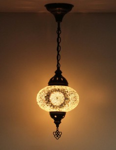 Suspension turque en mosaïque à rosace blanche, Ø 7,5 po