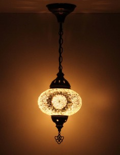 Turkish Mosaic Pendant Lamp with a white rosette, 7.5 in 2