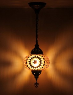Turkish Brown Mosaic Pendant Lamp with a black star, 7.5 in 2