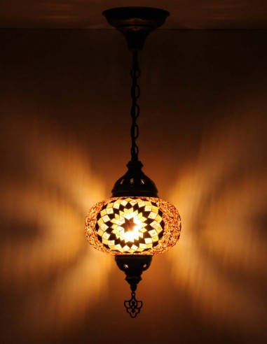 Turkish Brown Mosaic Pendant Lamp with a black...