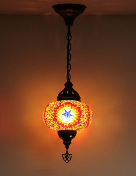 Suspension turque en mosaïque à étoile orange, Ø 7,5 po