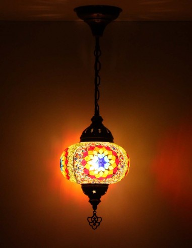 Suspension turque en mosaïque à étoile bleue...