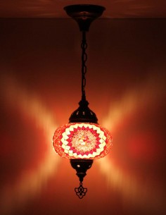 Suspension turque en mosaïque rouge à étoile rose, Ø 7,5 po 2