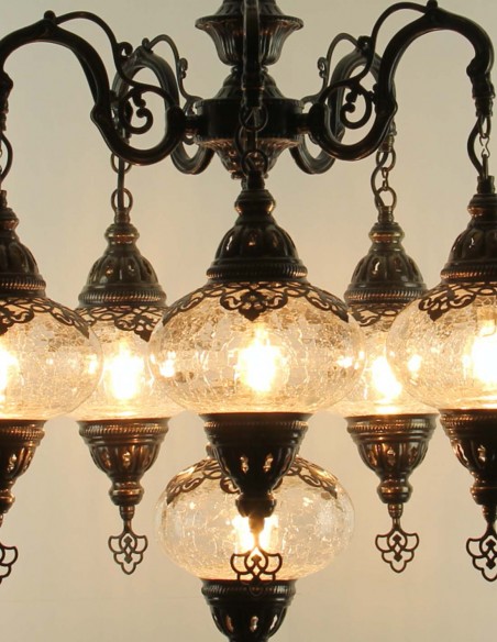 Lustre turc 6 globes en verre soufflé