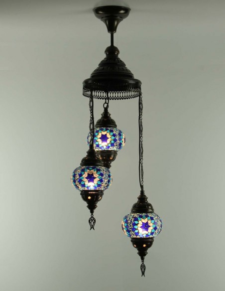 Lustre en spiral 3pc bleu