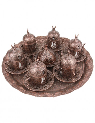 Family Turkish tea and coffee service red