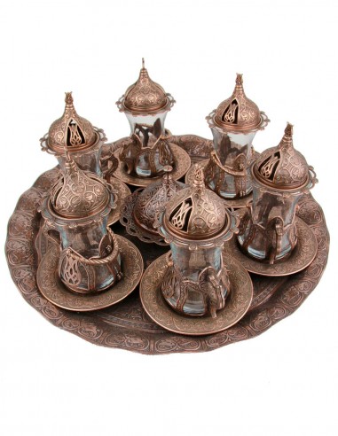 Turkish Tea Set for 6 – Copper Red
