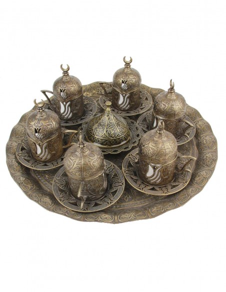 Turkish Tea & Coffee Set for 6 – Bronze