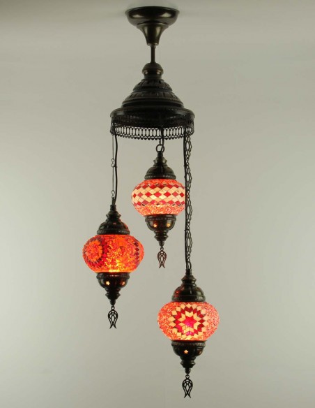 Lustre en spiral 3pc rouge