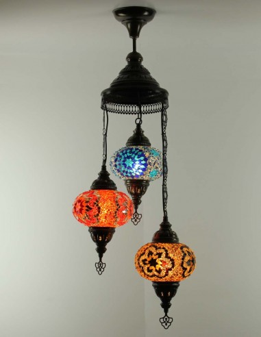Spiral chandelier 3pc multicolors