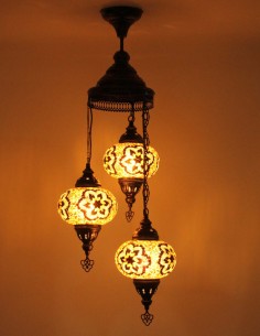 Turkish Spiral Chandelier, 3 Globes, Brown, Model B 2
