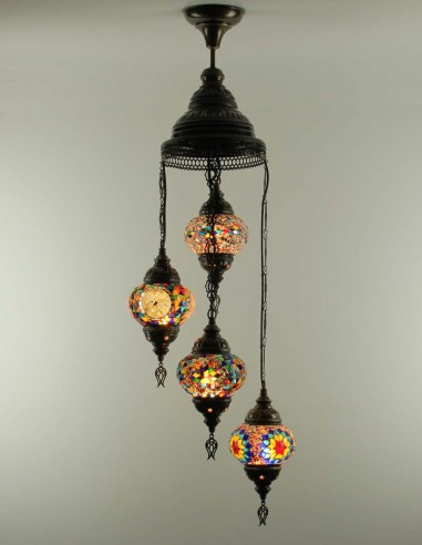 Spiral chandelier 4pc multicolors