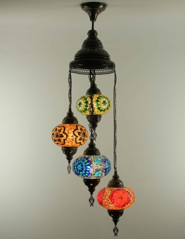 Turkish Spiral Chandelier, 4 Globes, amber,...