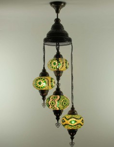 Lustre turc en spirale, 4 globes vert