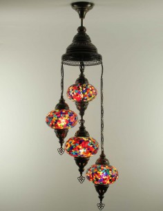 Turkish Spiral Chandelier, 4 Globes, colorful confetti