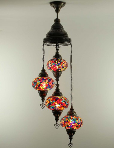 Spiral chandelier 4pc multicolors