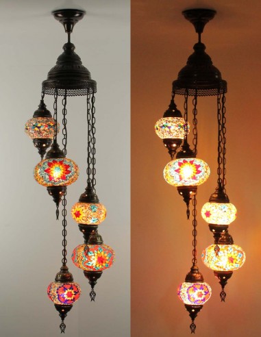 Spiral chandelier 5pc multicolors