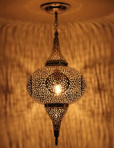 Lustre marocain en cuivre argenté Diamant GT, 29,5 po