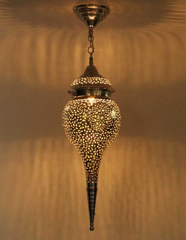Moroccan Silver Copper Teardrop Chandelier TM,...