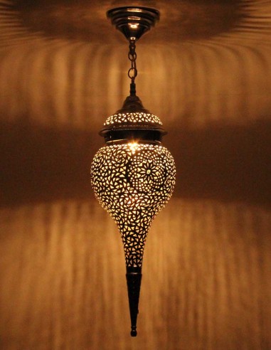 Moroccan Silver Copper Teardrop Chandelier TM,...