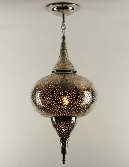 Moroccan Silver Copper Chandelier Diamond GT, 29.5 in