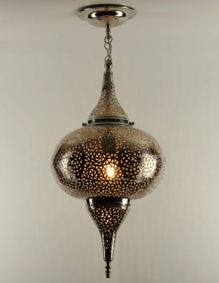 Moroccan Silver Copper Chandelier Diamond GT, 29.5 in