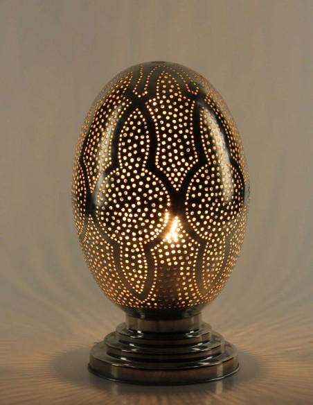 Moroccan Silver Copper Egg Table Lamp GT, 13 in