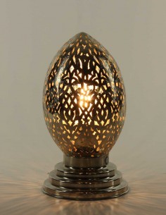 Lampe de table marocaine en cuivre argenté, œuf PT, 9,5 po 2